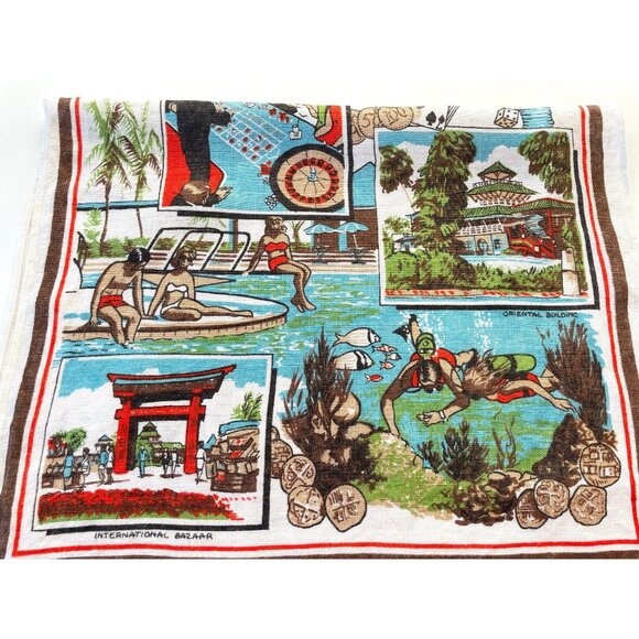 Vintage 60s Freeport Bahamas tea towel, souvenir linen, 100% linen, Ireland - Picture 8 of 8